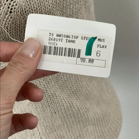 2 FOR $20 MUSE 100% LINEN TANK TOP BLOUSE KNITTED SHELLSFLAX 6 - Picture 4 of 7